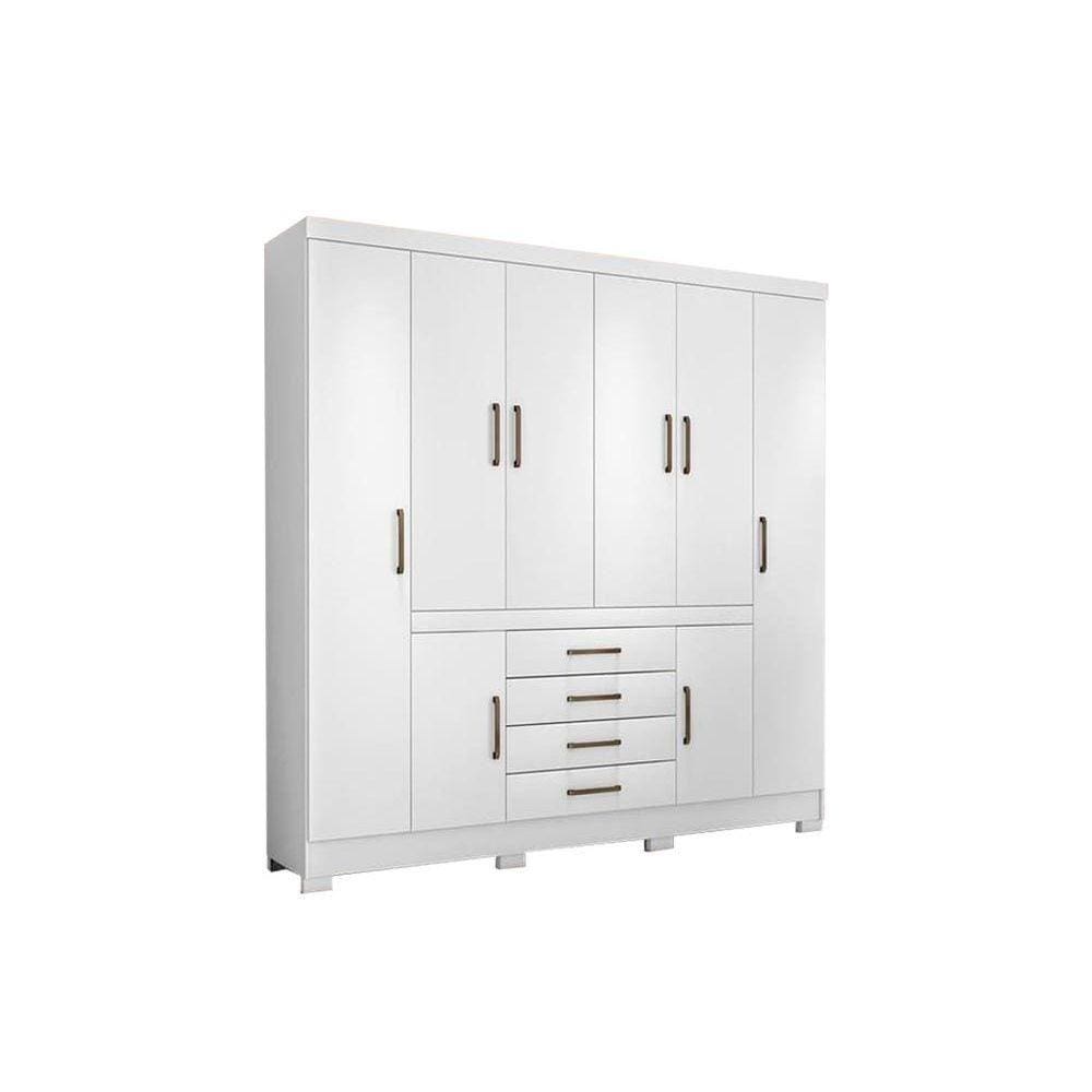 Guarda Roupa Casal 8 Portas e 4 Gavetas New Realce Branco - Demóbile