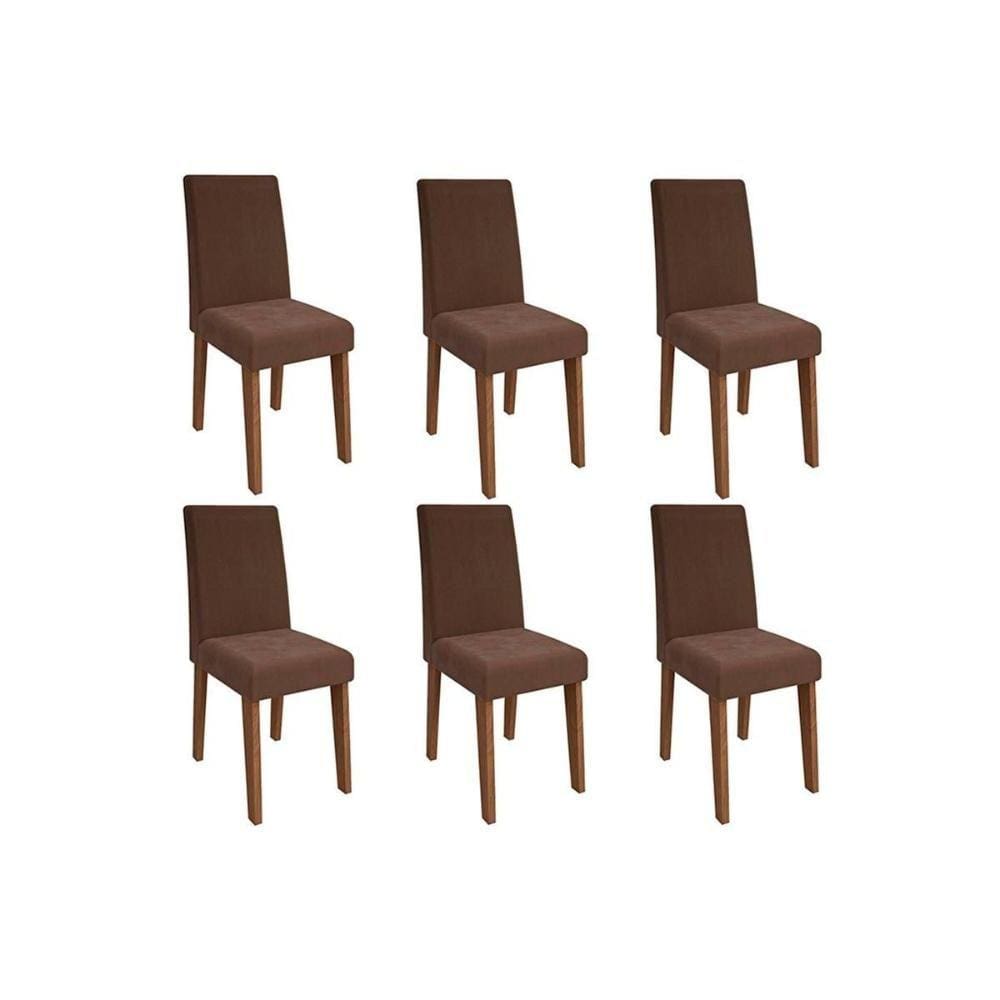 Kit 6 Cadeiras Sala Jantar Milena  6 Un Savana/Suede Chocolate - Cimol