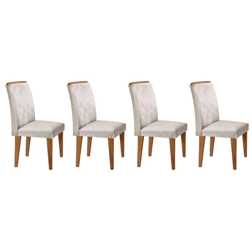 Kit 4 Cadeiras Sala Jantar Lunara Un Imbuia - Creme - Rufato