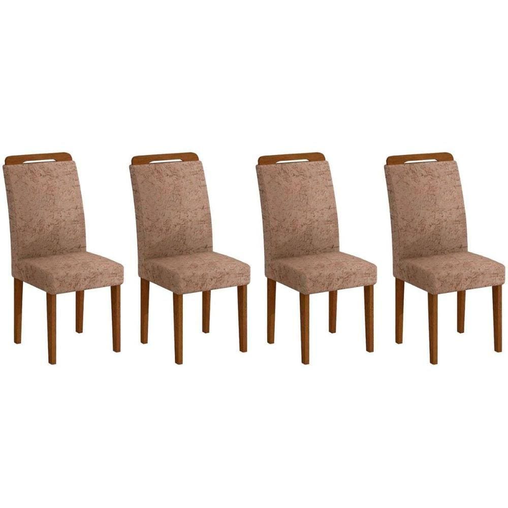 Kit 4 Cadeiras Sala Jantar Athenas  4 Un Capuccino/Animale Chocolate - Rufato