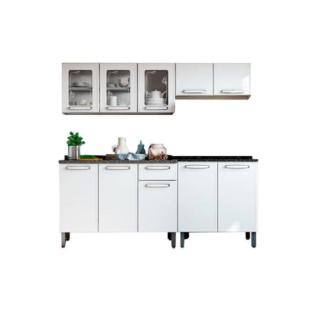 Kit de Cozinha Modulada 4 Peças Evidence (2 Armários + 2 Balcões) C4P54 Branco - Bertolini