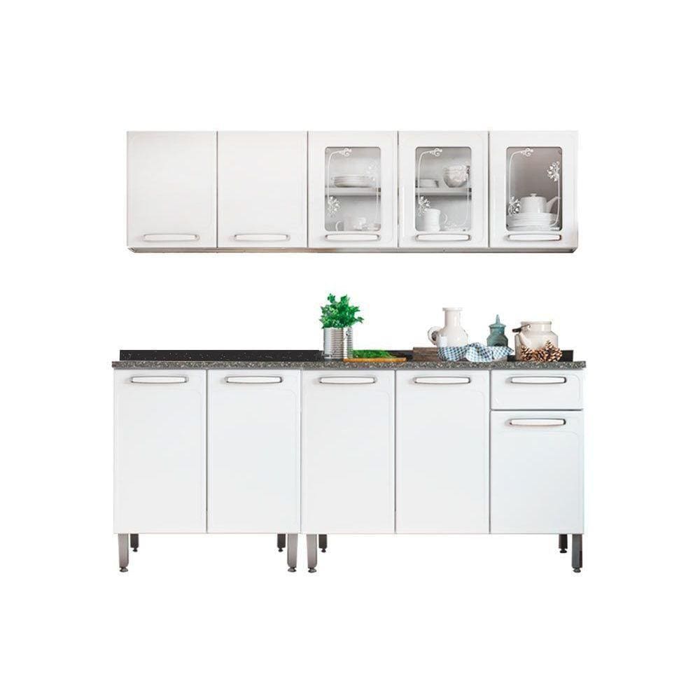 Kit de Cozinha Modulada 4 Peças Evidence (2 Armários + 2 Balcões) C4P46 Branco - Bertolini