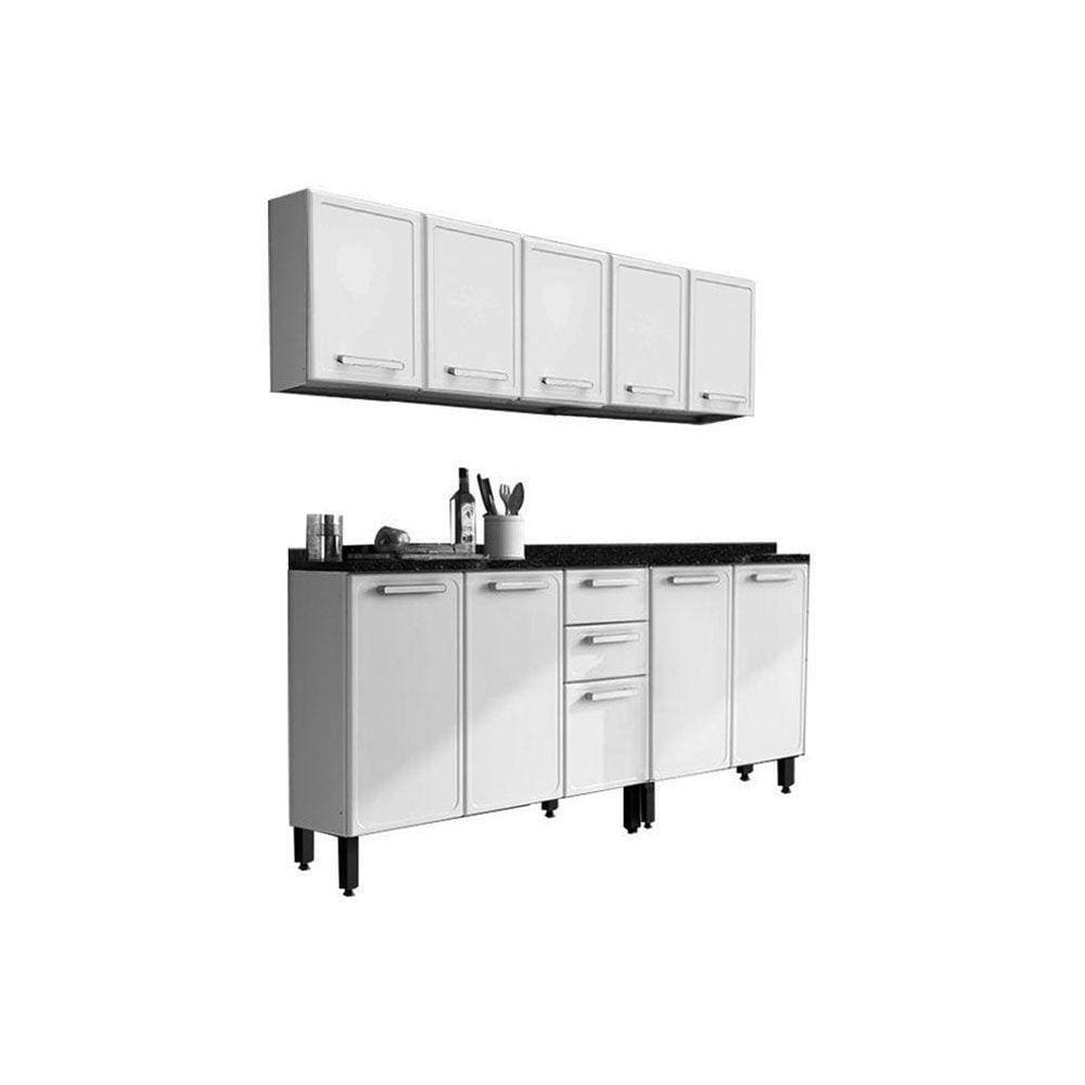 Kit de Cozinha Modulada 4 Peças Gourmet (2 Armários + 2 Balcões) C4P69 Branco - Bertolini