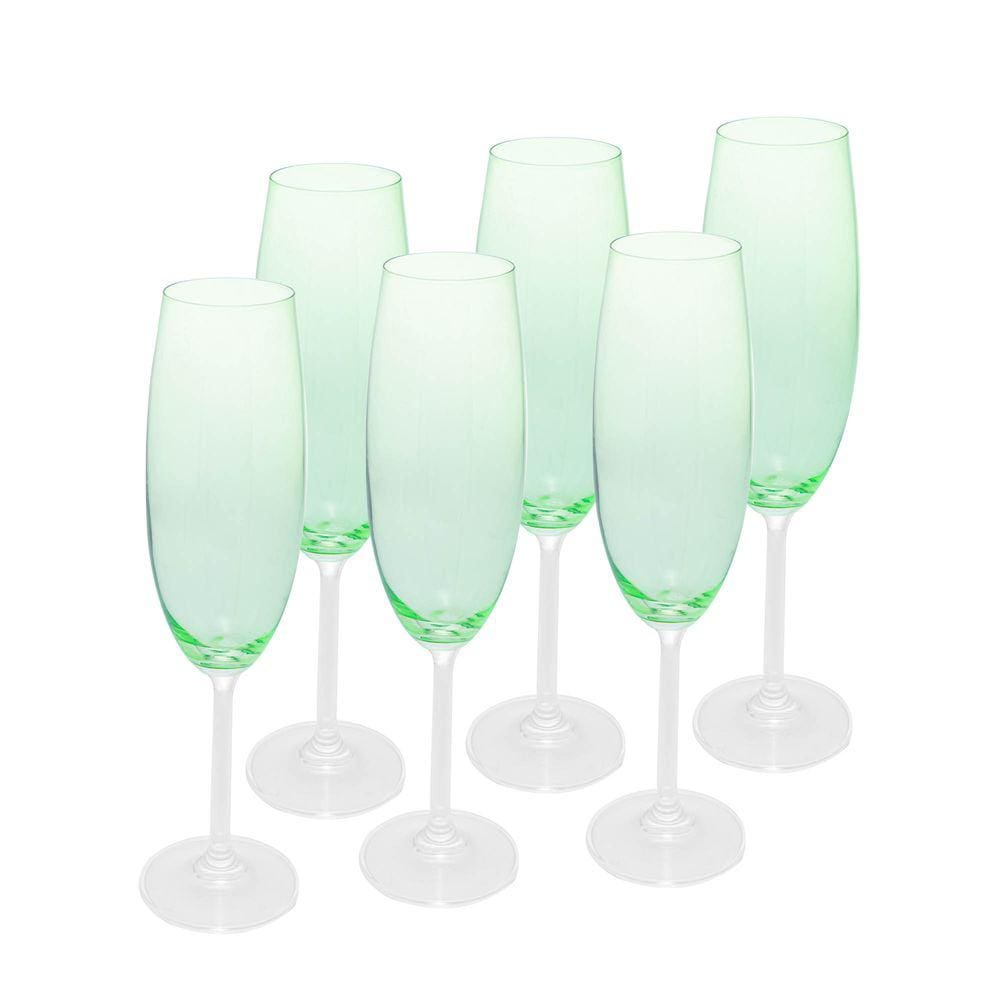 Conjunto 6 Taças de Champanhe Verde 200ml - Wolff
