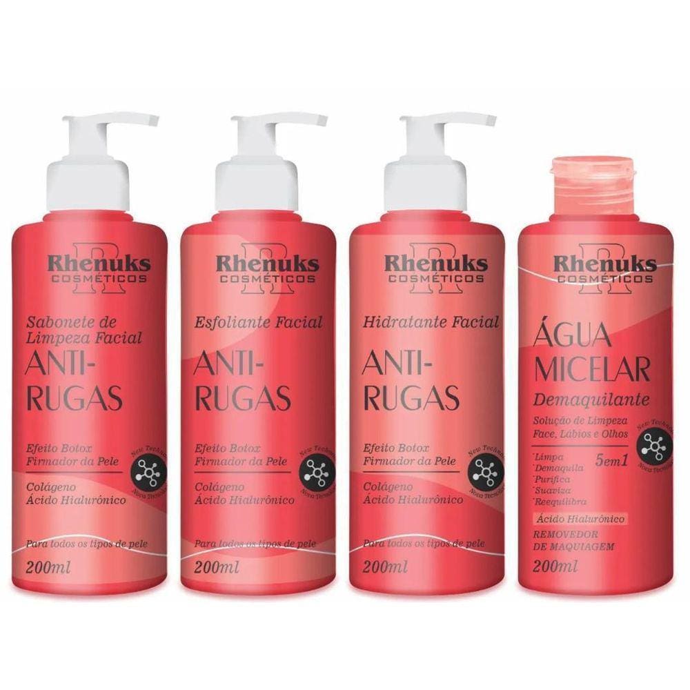 Kit Skin Care Tratamento Facial Anti Rugas 4 Peças Rhenuks