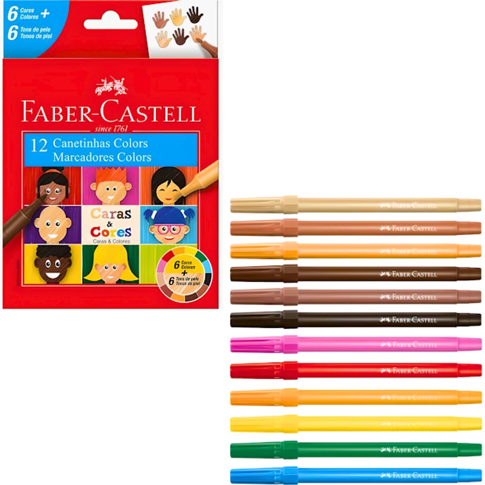 Canetinha Hidrográfica Caras E Cores 12 Cores Faber Castell
