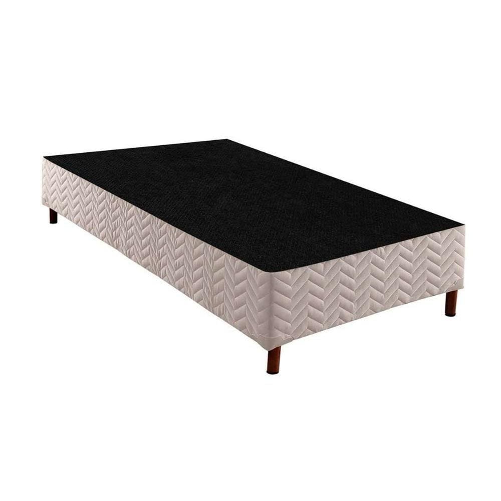 Cama Box Base Solteiro Sommier Rústico Bordado White (96x203x30) - Paropas