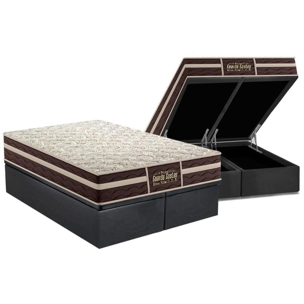 Cama Box Baú King: Colchão Ortopédico Probel Guarda Costas Extra Firme + Base CRC Suede Gray(193x203)