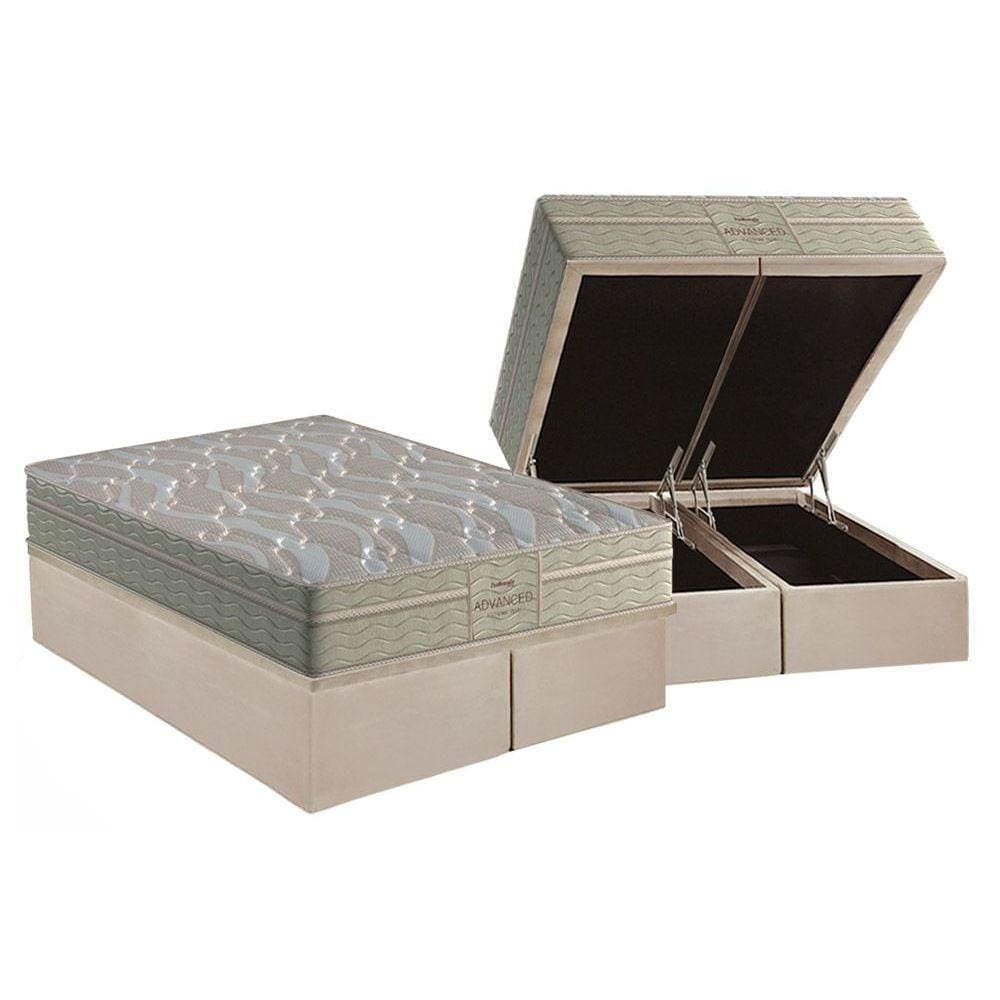Cama Box Baú King: Colchão Espuma Probel D45 / EP Firmepedic ProDormir Advanced Tech2000 Plus + Base CRC Suede Clean(193x203)