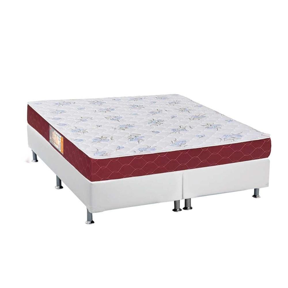 Cama Box Queen: Colchão Espuma Castor Sleep Max + Base CRC Courano White(158x198)