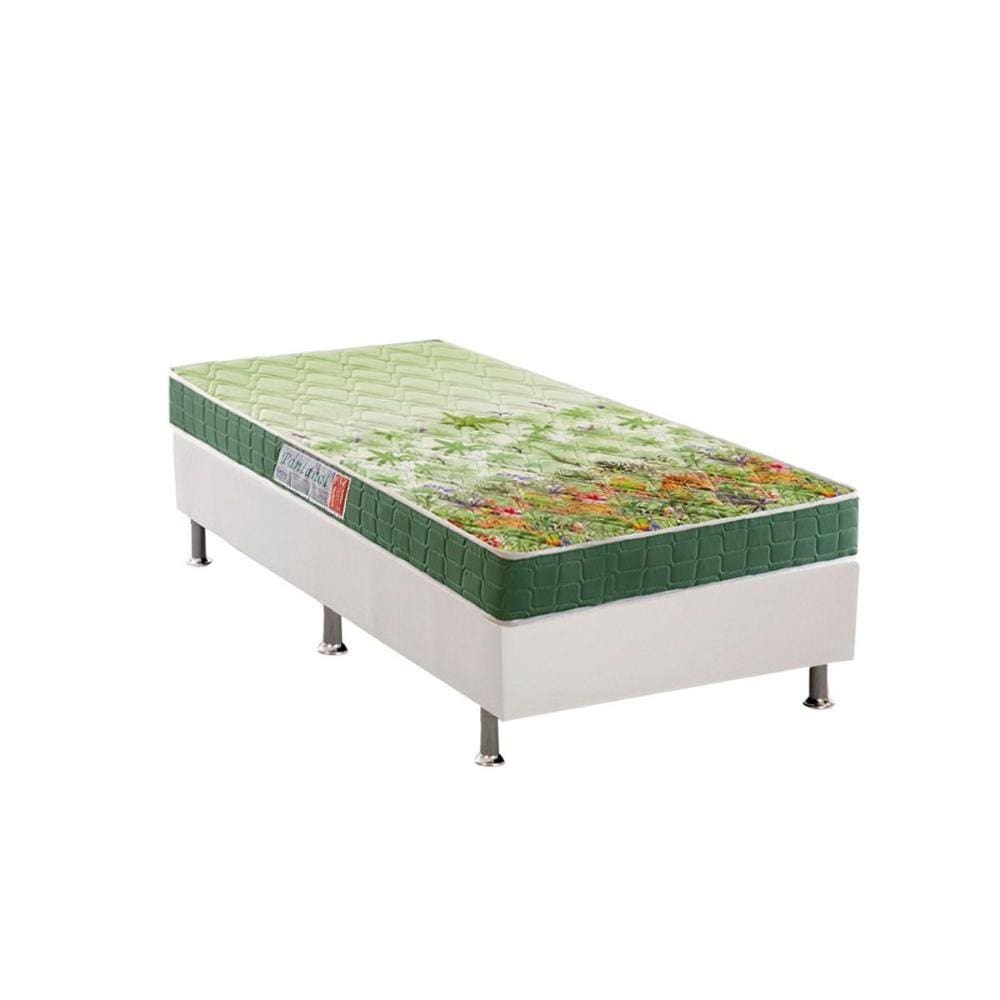 Cama Box Solteiro: Colchão Anatômico Anjos D28/EP Pantanal + Base CRC Courano White(88x188)