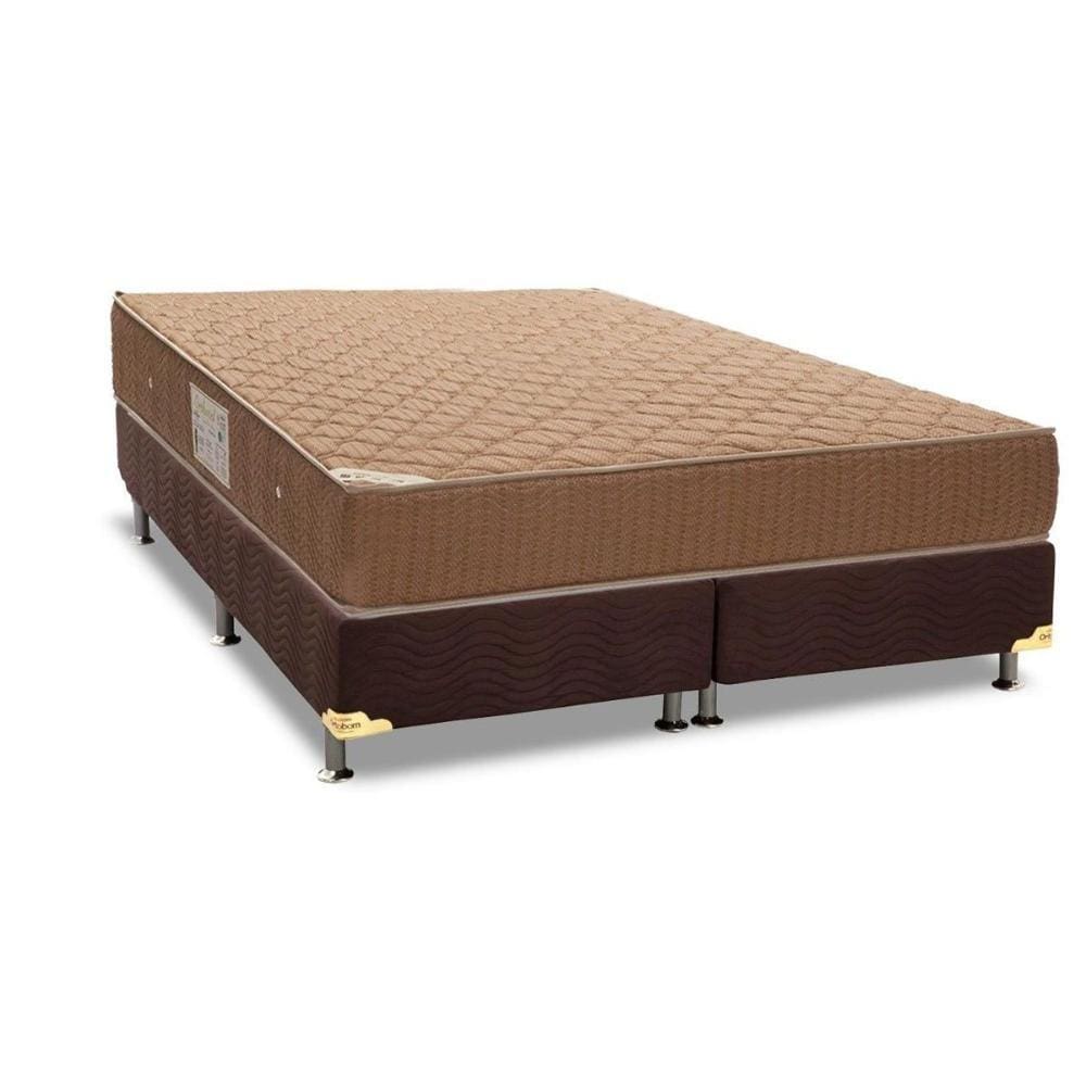 Cama Box Queen: Colchão Molas Bonnel Ortobom Hotelaria Nanolastic Orthotel Spring + Base CRC Suede Brown(158x198)