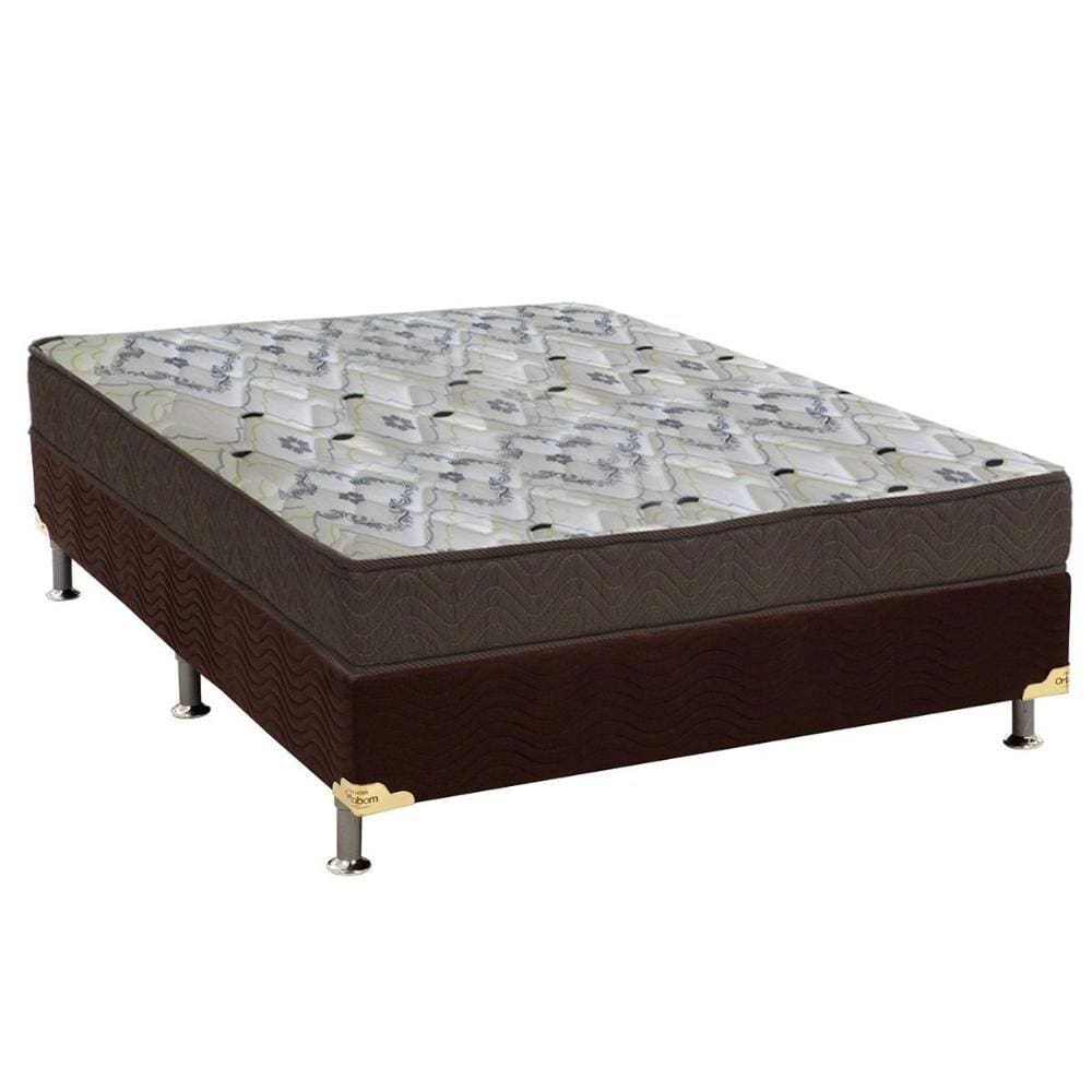 Cama Box Viúva: Colchão Anatômico Ortobom D45/EP Fort Tech ISO 150 + Base CRC Suede Brown(128x188)