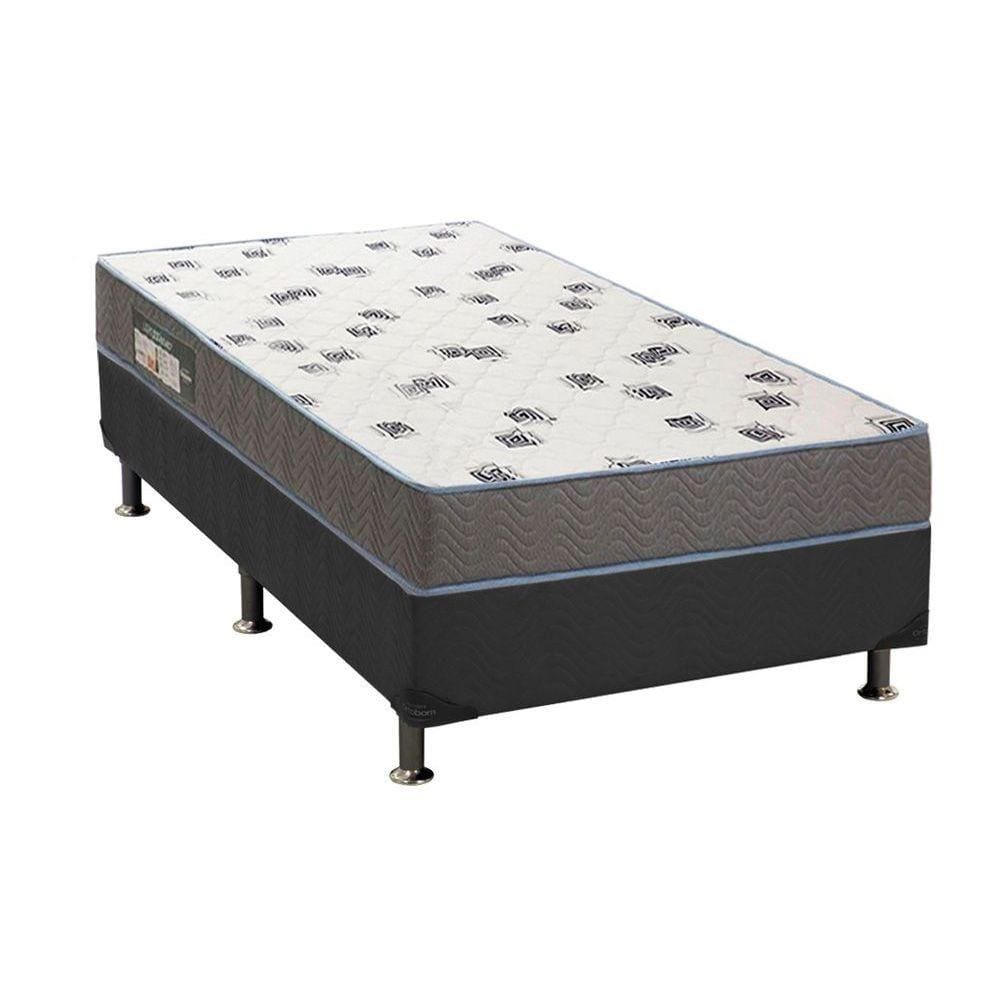 Cama Box Solteiro: Colchão Espuma D33 Ortobom Light + Base CRC Suede Gray(88x188)