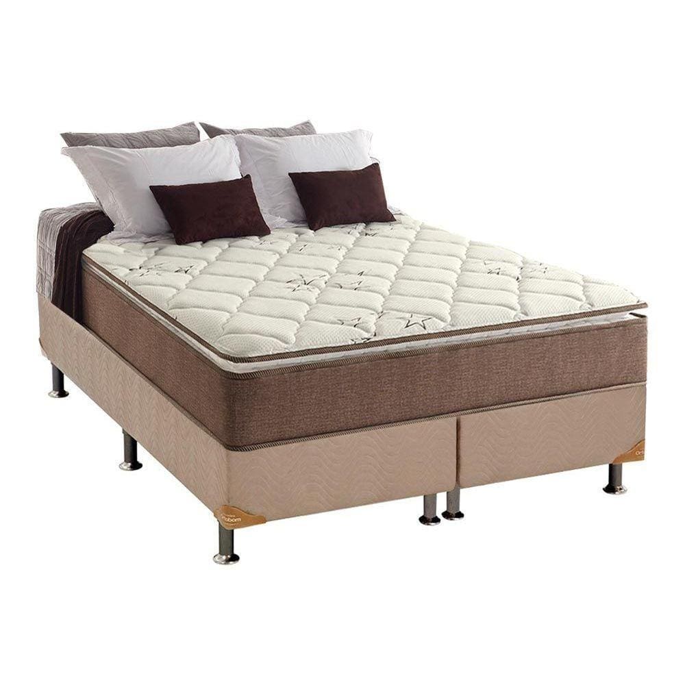Cama Box Queen: Colchão Anatômico Anjos D28/AG65 Star + Base CRC Suede Clean(158x198)