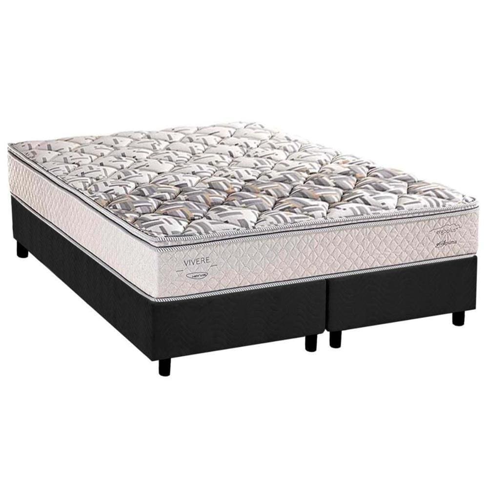 Cama Box Queen: Colchão Espuma Herval ErgoPlus/EP + Base CRC Suede Gray(158x198)