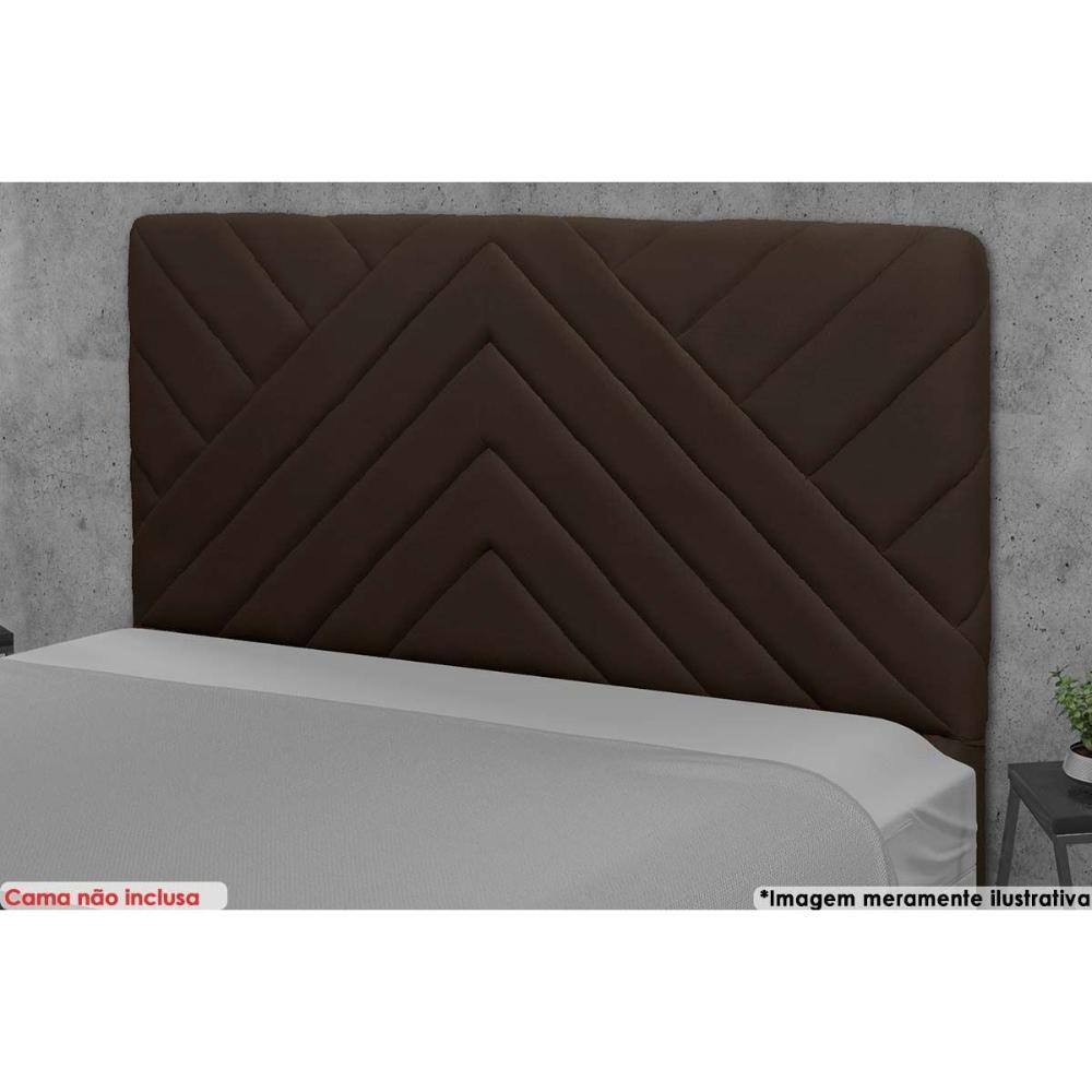 Painel de Cama Box Estofada King Sky Plus Veludo Cacau - Simbal