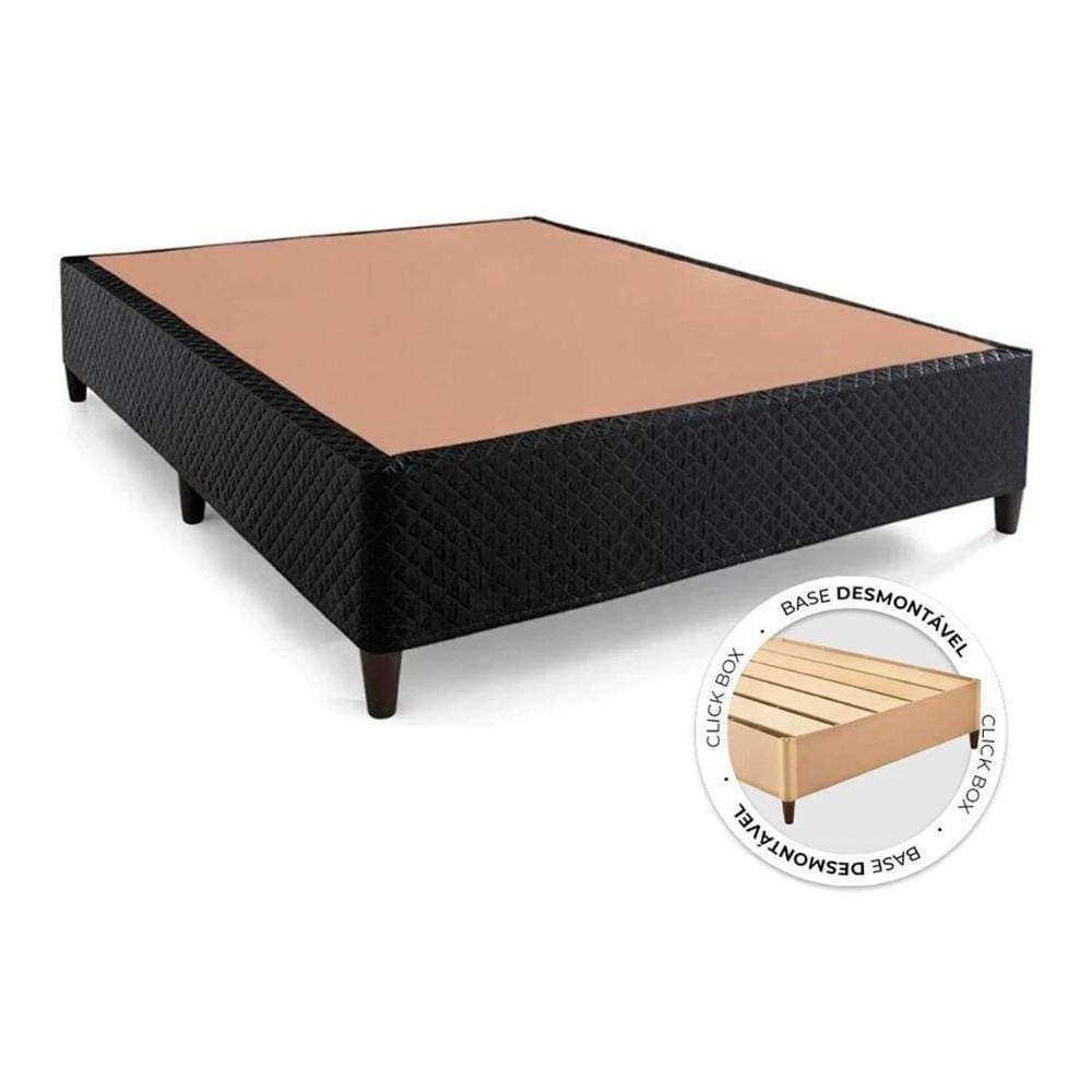 Cama Box Base Queen ClickBox Bordado Black (158x198x28) - Herval