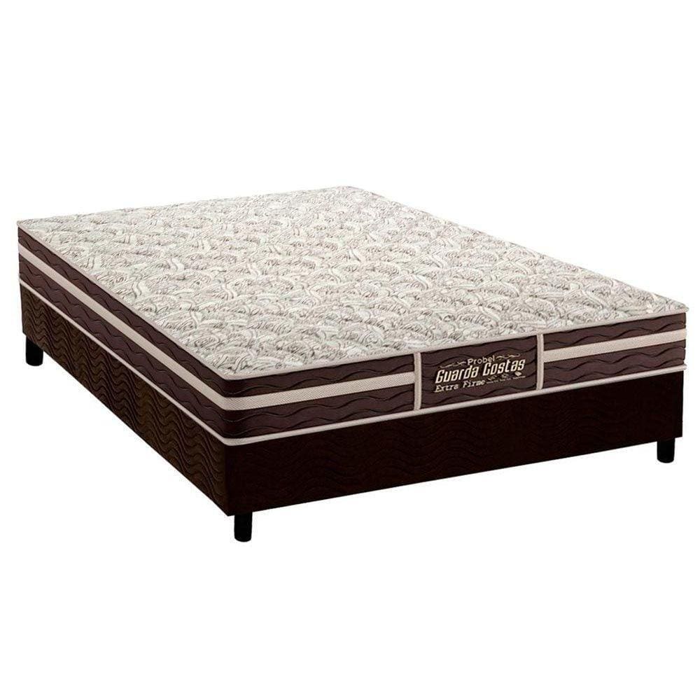 Cama Box Casal: Colchão Ortopédico Probel Guarda Costas Extra Firme + Base CRC Suede Brown(138x188)