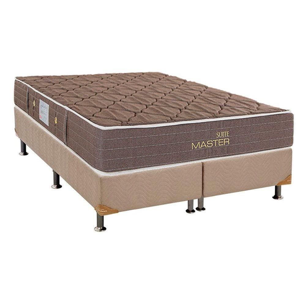 Cama Box King: Colchão Molas Bonnel Herval Suite Master Plus + Base CRC Suede Clean(193x203)