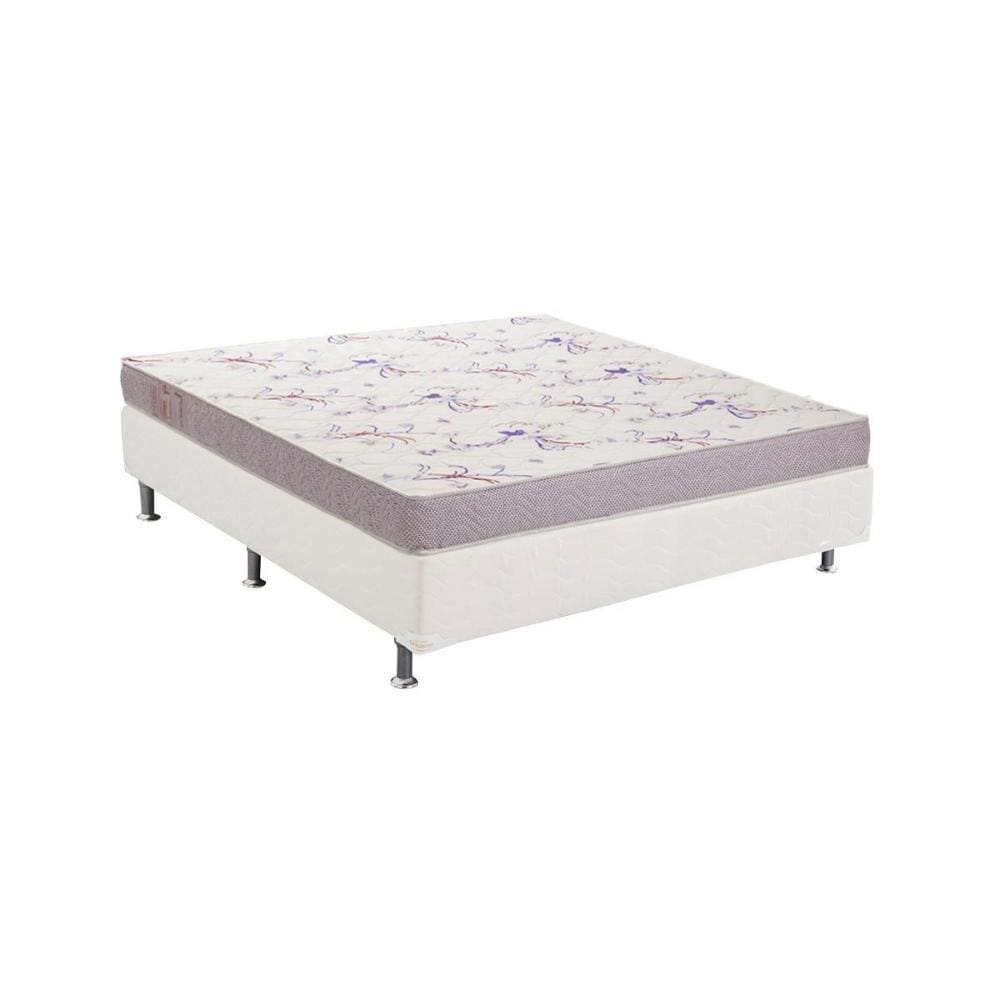 Cama Box Casal: Colchão Espuma Ortobom Physical Resistente + Base CRC Courano White(138x188)