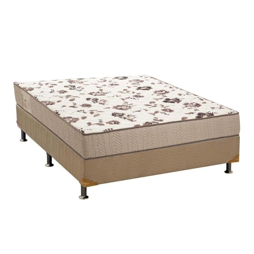 Cama Box Casal: Colchão Espuma Ortobom D28 Physical Mega Resistente + Base CRC Suede Clean(138x188)