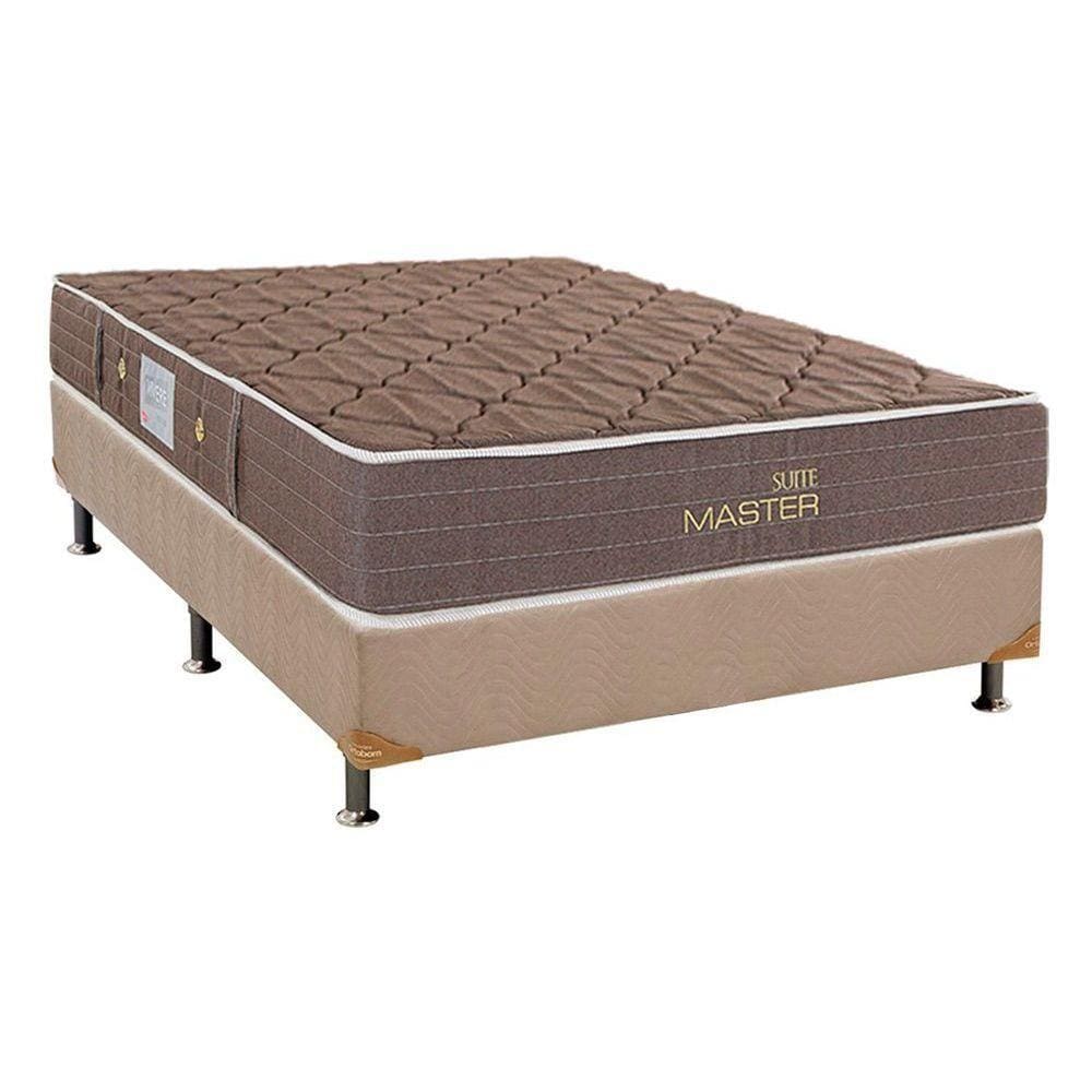 Cama Box Casal: Colchão Molas Bonnel Herval Suite Master Plus + Base CRC Suede Clean(138x188)