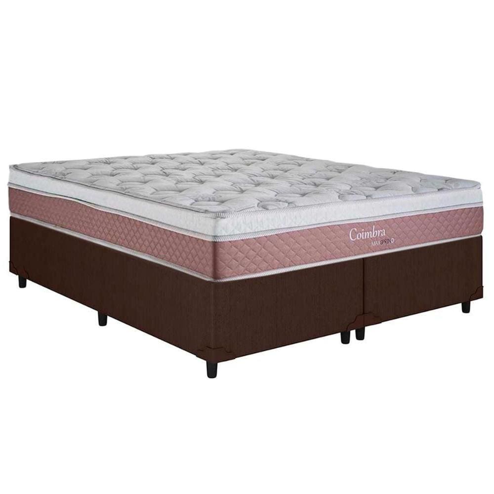 Cama Box King: Colchão Molas Herval Maxspring Coimbra + Base CRC Courano Brown(193x203)
