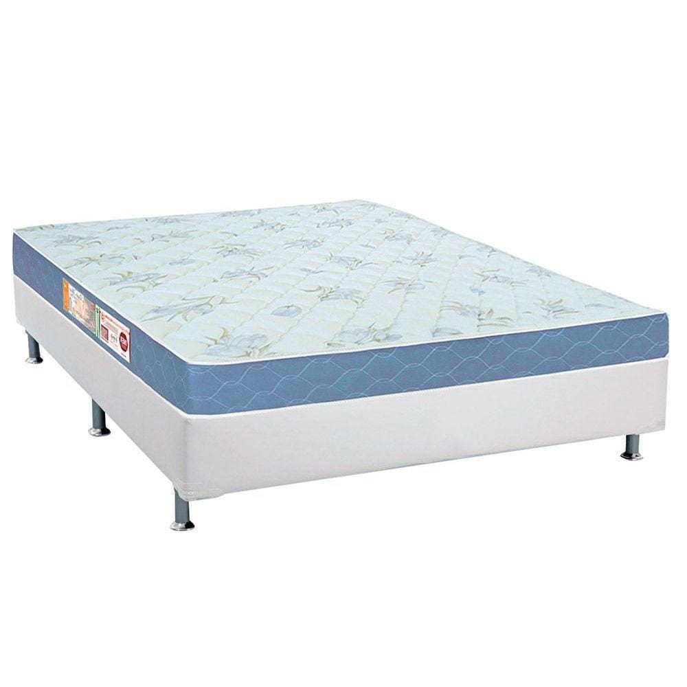 Cama Box Casal: Colchão Espuma D45 Castor Sleep Max + Base CRC Courano White(138x188)