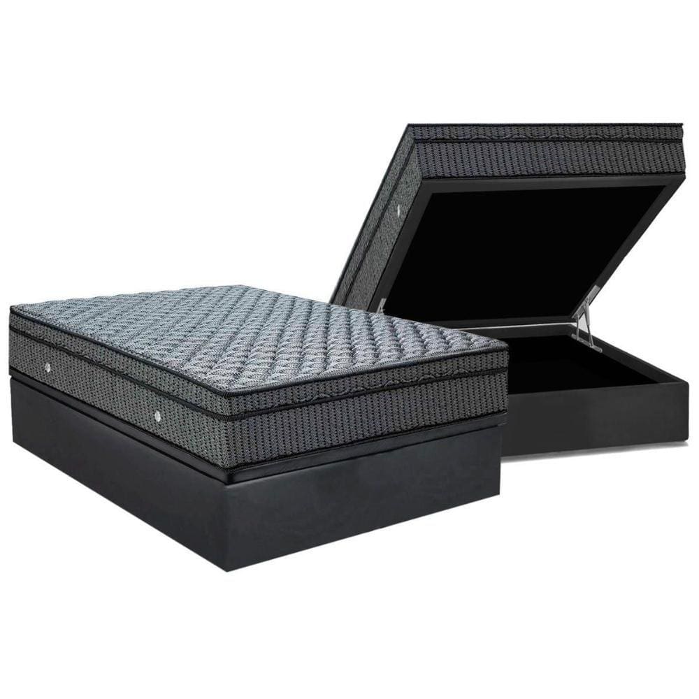 Cama Box Baú Casal: Colchão Molas Ortobom Hotelaria Multilastic Orthotel Luxo + Base CRC Suede Gray(138x188)