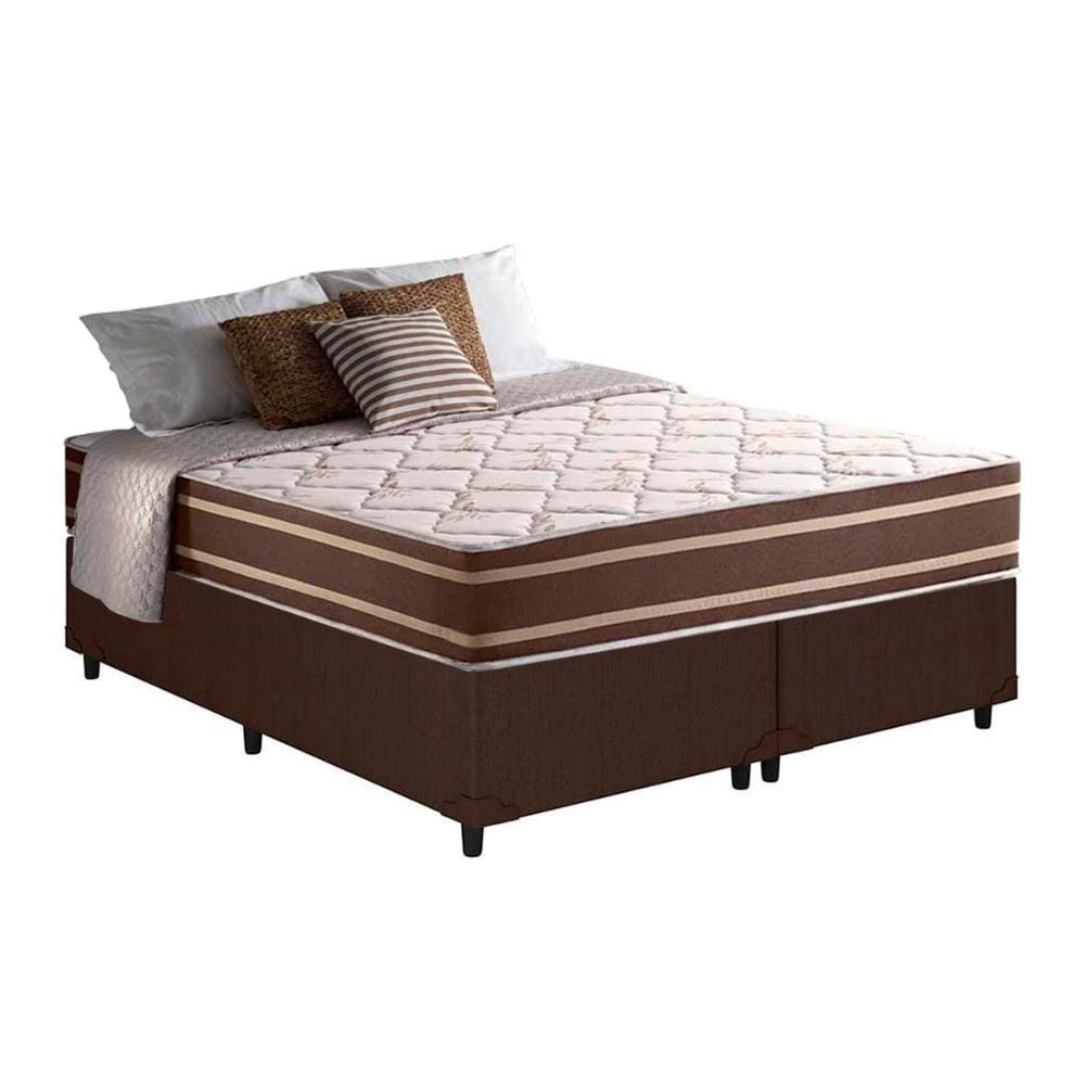 Cama Box Queen: Colchão Molas Anjos Superlastic Duo Sono + Base CRC Courano Brown(158x198)