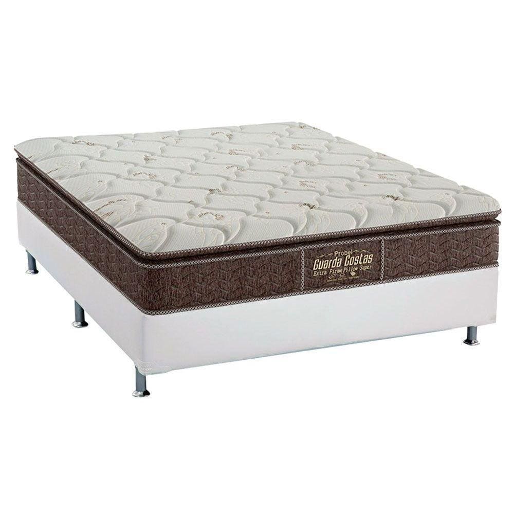 Cama Box Casal: Colchão Ortopédico Probel Guarda Costas Extra Firme + Base CRC Courano White(138x188)