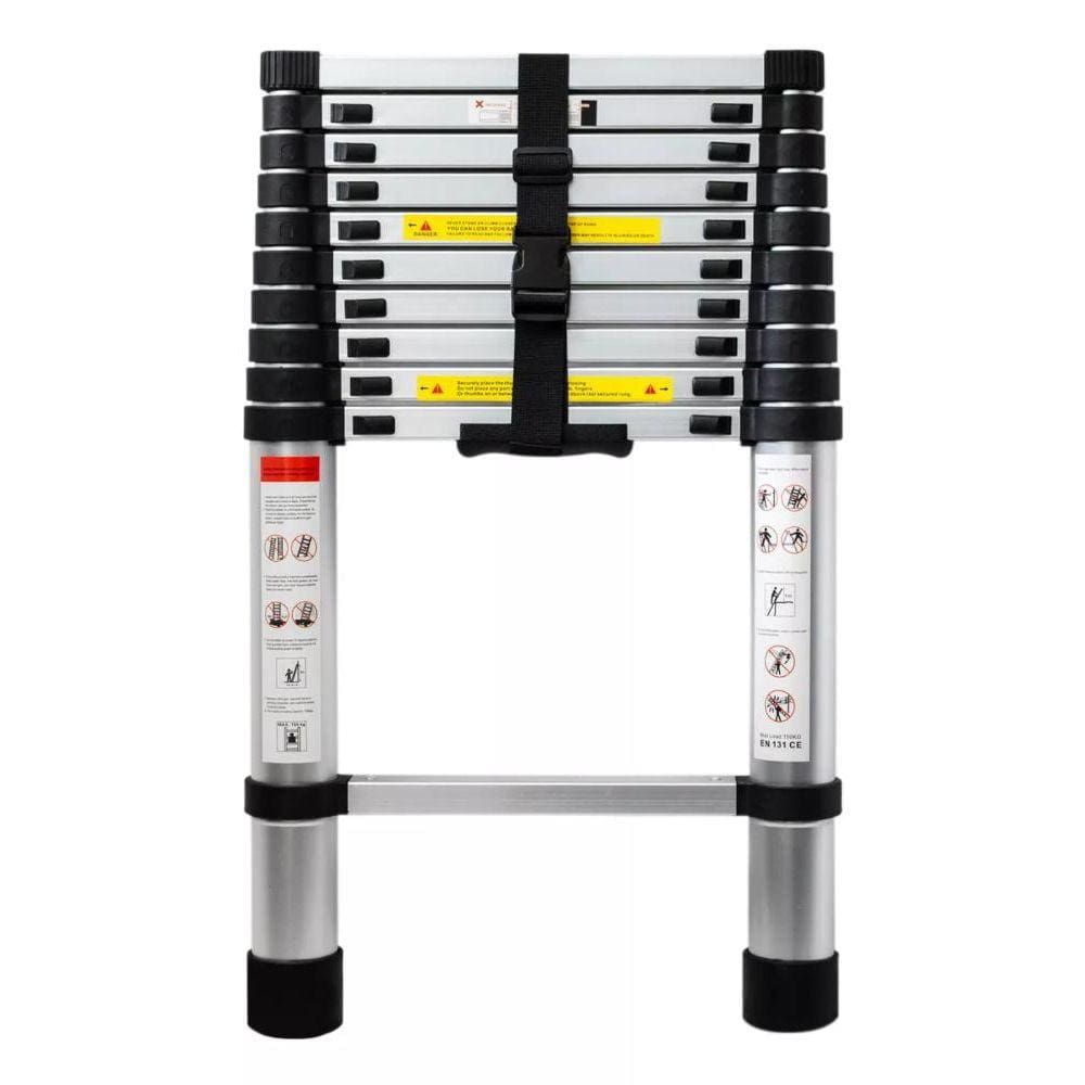 Escada Telescópica Portátil Inox 11 Degraus Multifuncional 3,2Mts