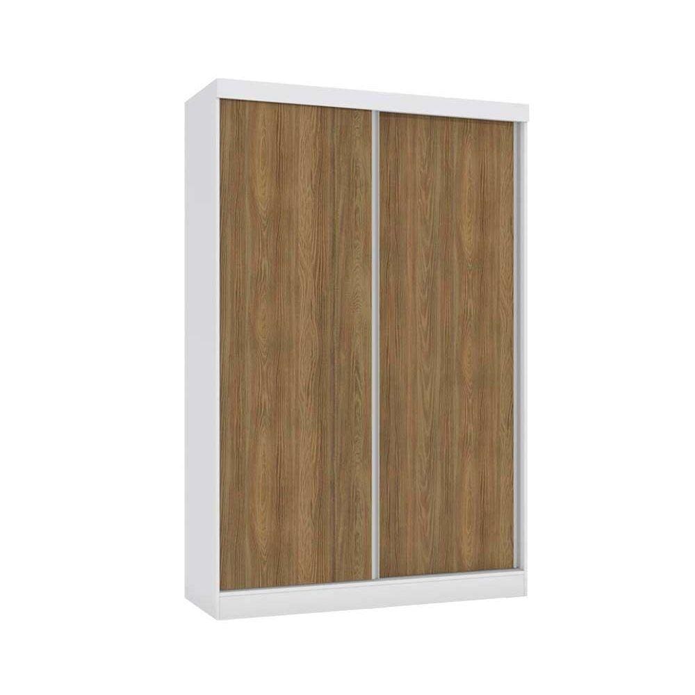 Guarda Roupa 2 Portas de Correr e 2 Gavetas N571 Branco/Nogueira - Kappesberg