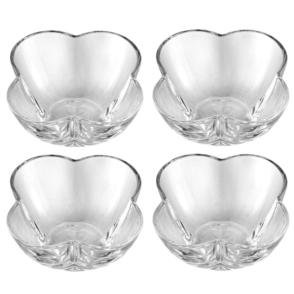 Kit 4 Bowls Tigelas De Cristal Clover Lyor Transparente 9x5cm