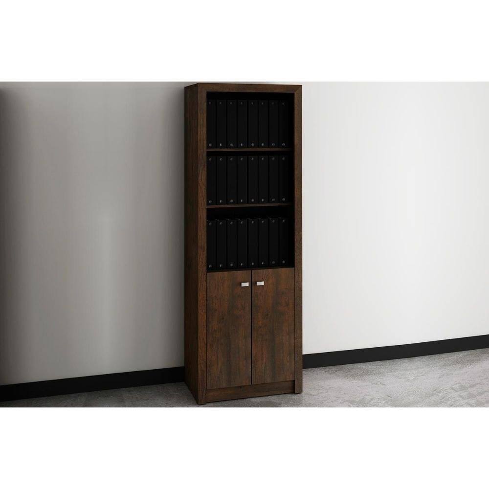 Estante de Escritório ME4110 c/ 2 Portas e 3 Prateleiras Rústico - Tecno Mobili