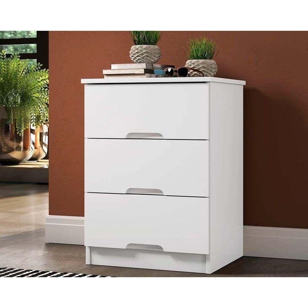 Mesa Cabeceira Infantil Londres c/ 3 Gavetas Branco - Europa