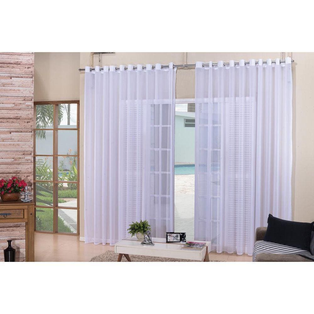 Cortina Sala Quarto Grande Voal Liso Branca 6,00X2,50