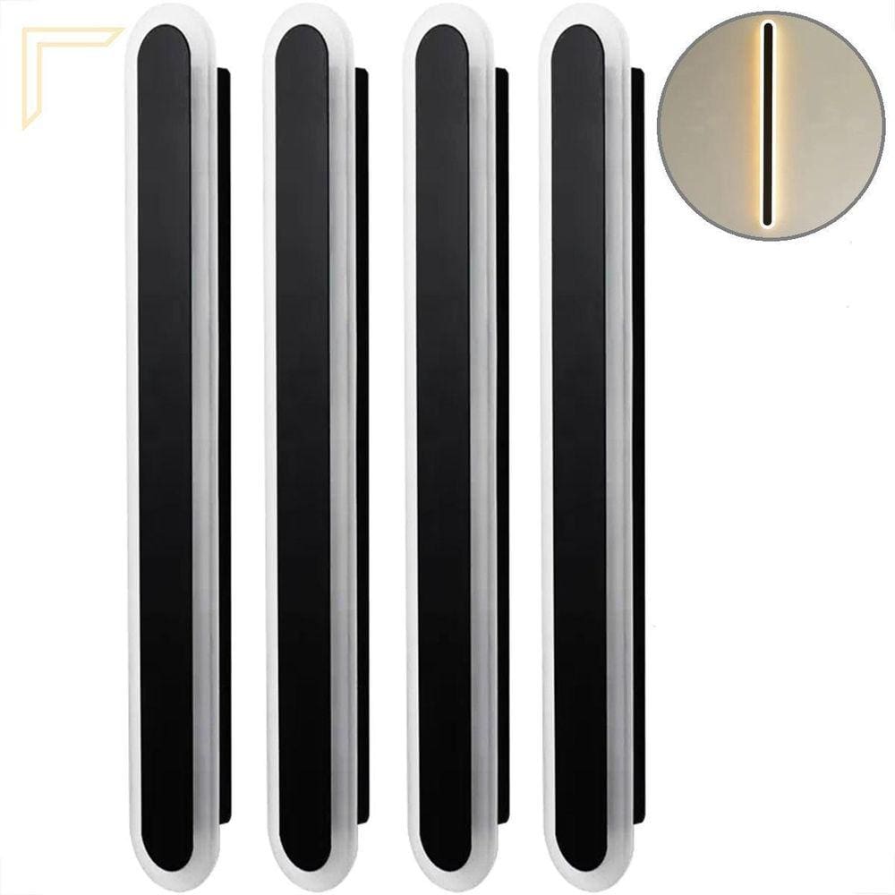 Kit 4 Arandela Quarto Preto Acrilico Linear 60 Cm Led Lup98