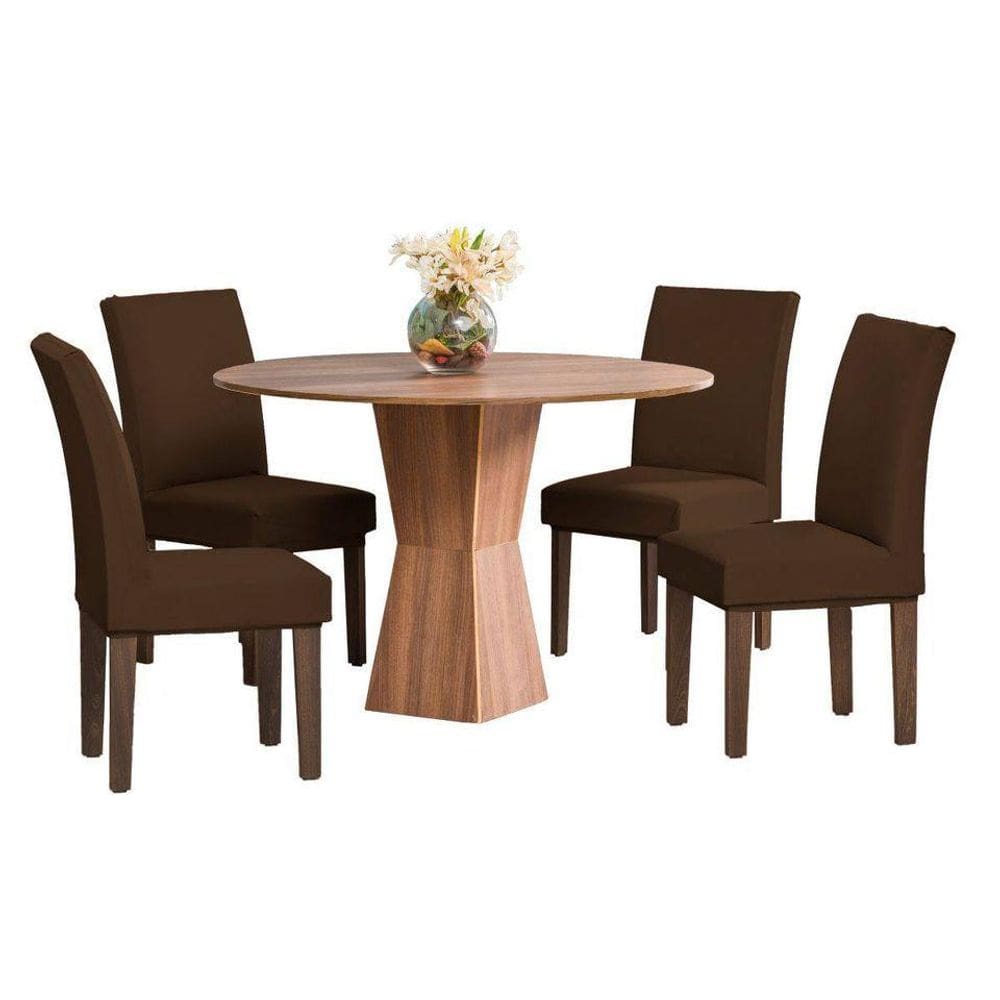 Kit 6 Capa De Cadeira De Jantar Elastico Malha Gel Marron