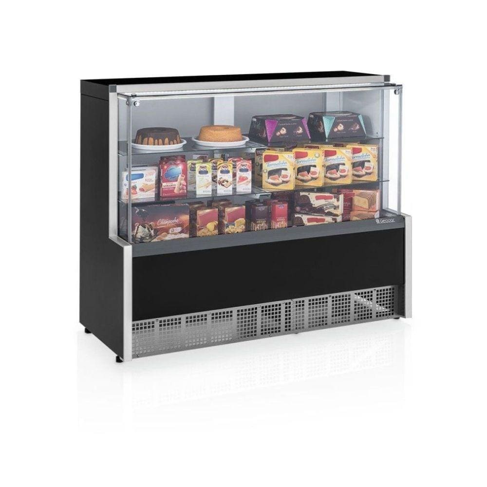 Vitrine Expositora Neutra 1,40m Preta Led MPNA-140R PR Gelopar