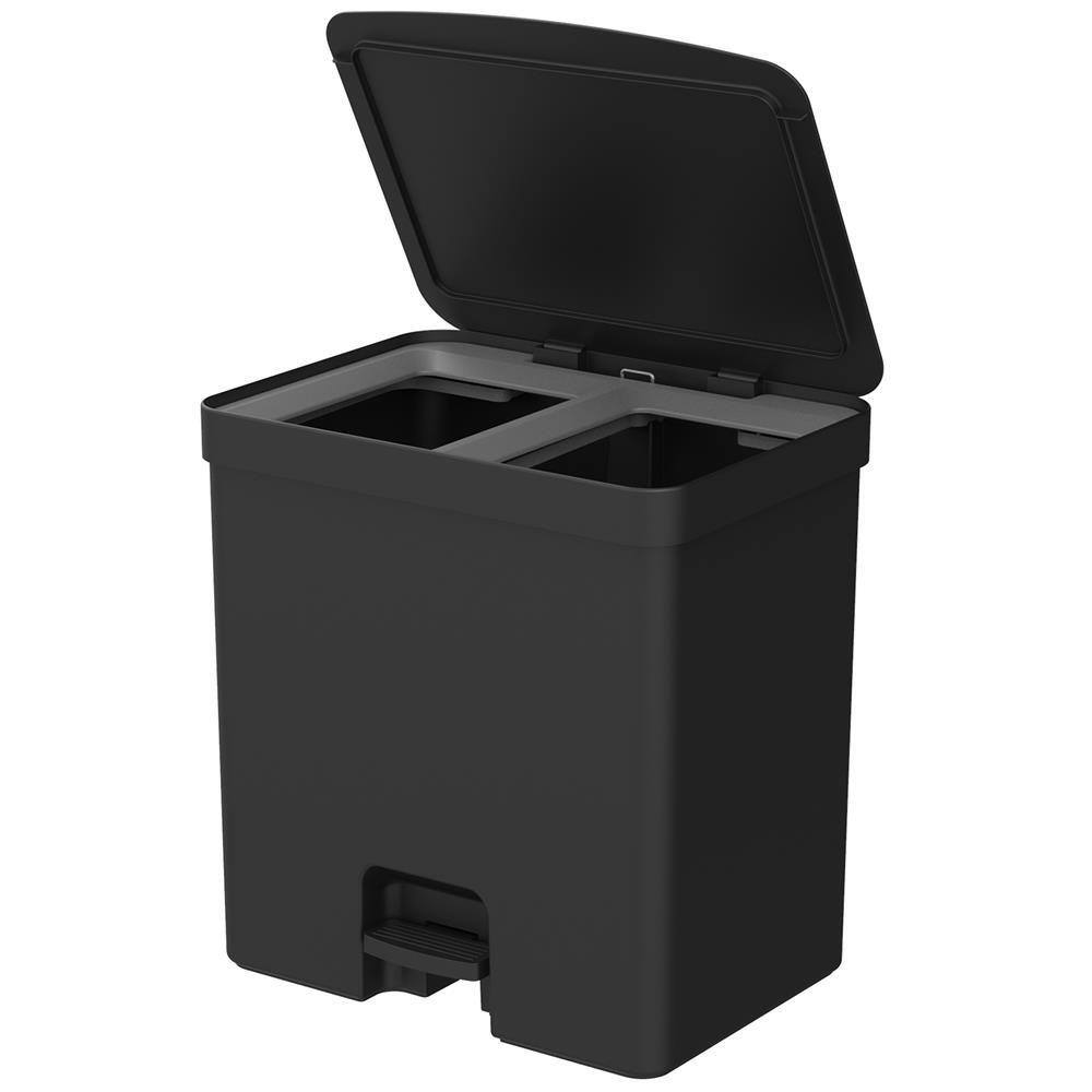 Lixeira Com Pedal Dupla 20 Litros Trium Preto - OU