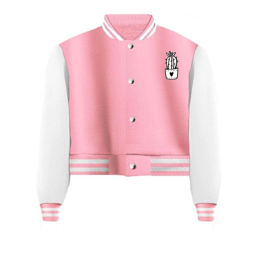 Jaqueta Cropped Moletom Cacto Feminina Colegial