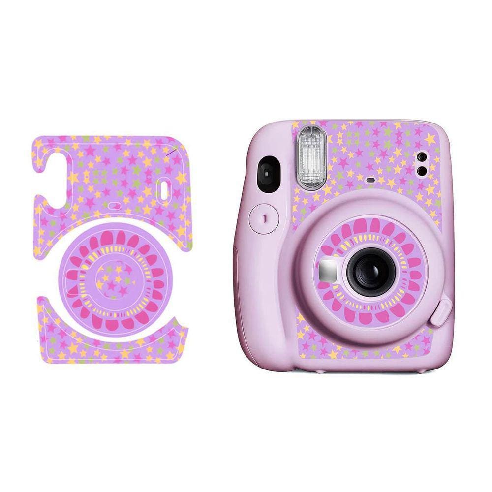 Adesivo Estrelas Para Câmera Instax Mini 11 Fundo Roxo