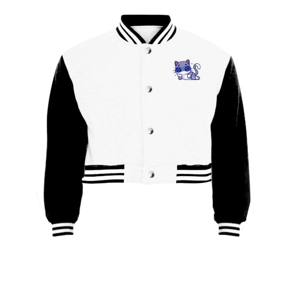 Jaqueta Cropped Moletom Gato Feminina Colegial
