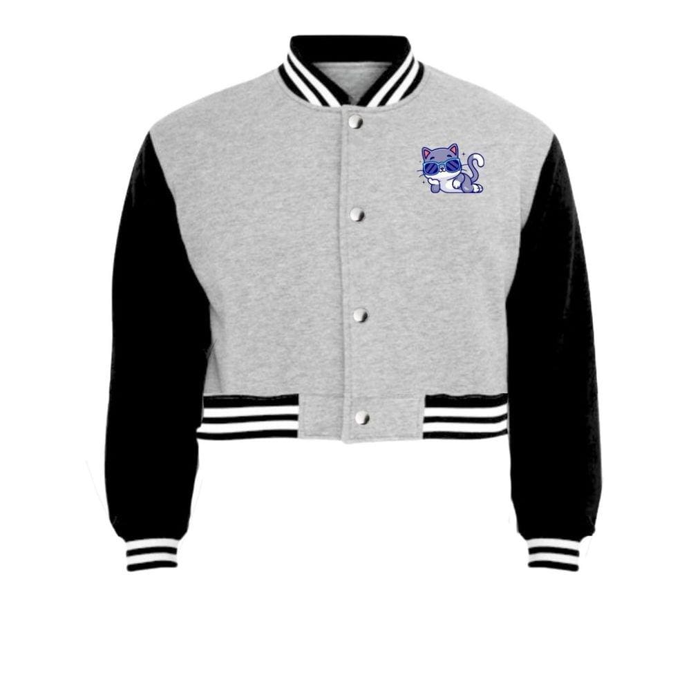 Jaqueta Cropped Moletom Gato Feminina Colegial