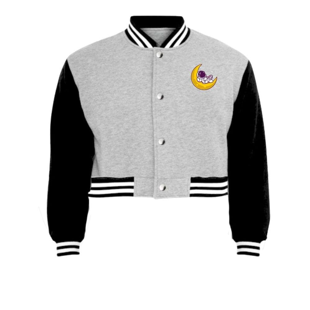 Jaqueta Cropped Moletom Lua Astronauta Feminina Colegial