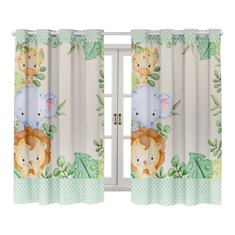 Cortina Estampada Quarto Infantil Safari 200X150