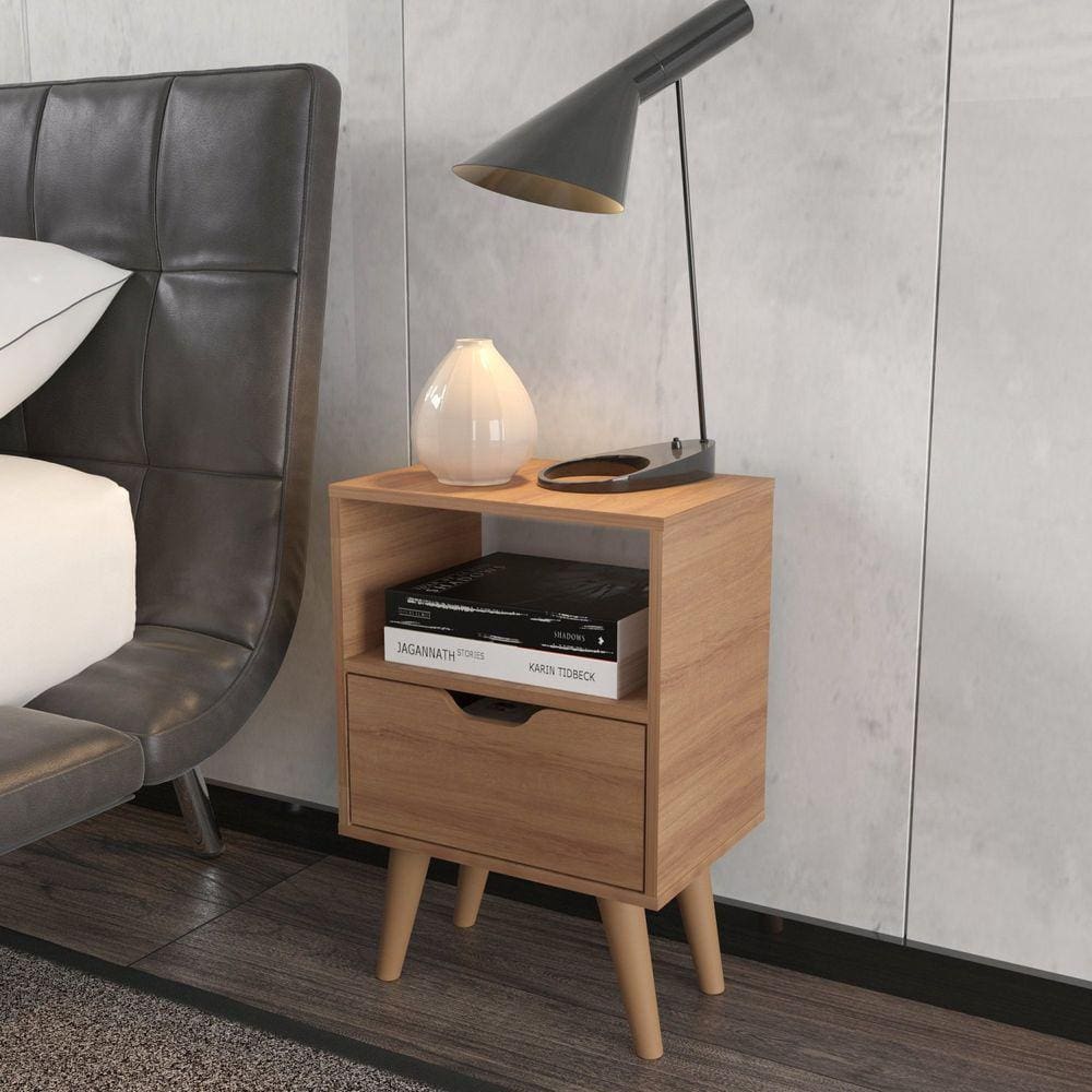 Mesa de Cabeceira em Mdp 1 Gaveta Cm8036 Amendoa