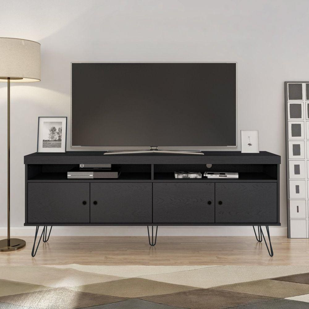 Rack para Tv até 60 Polegadas 4 Portas Pés de Metal Liberty Preto